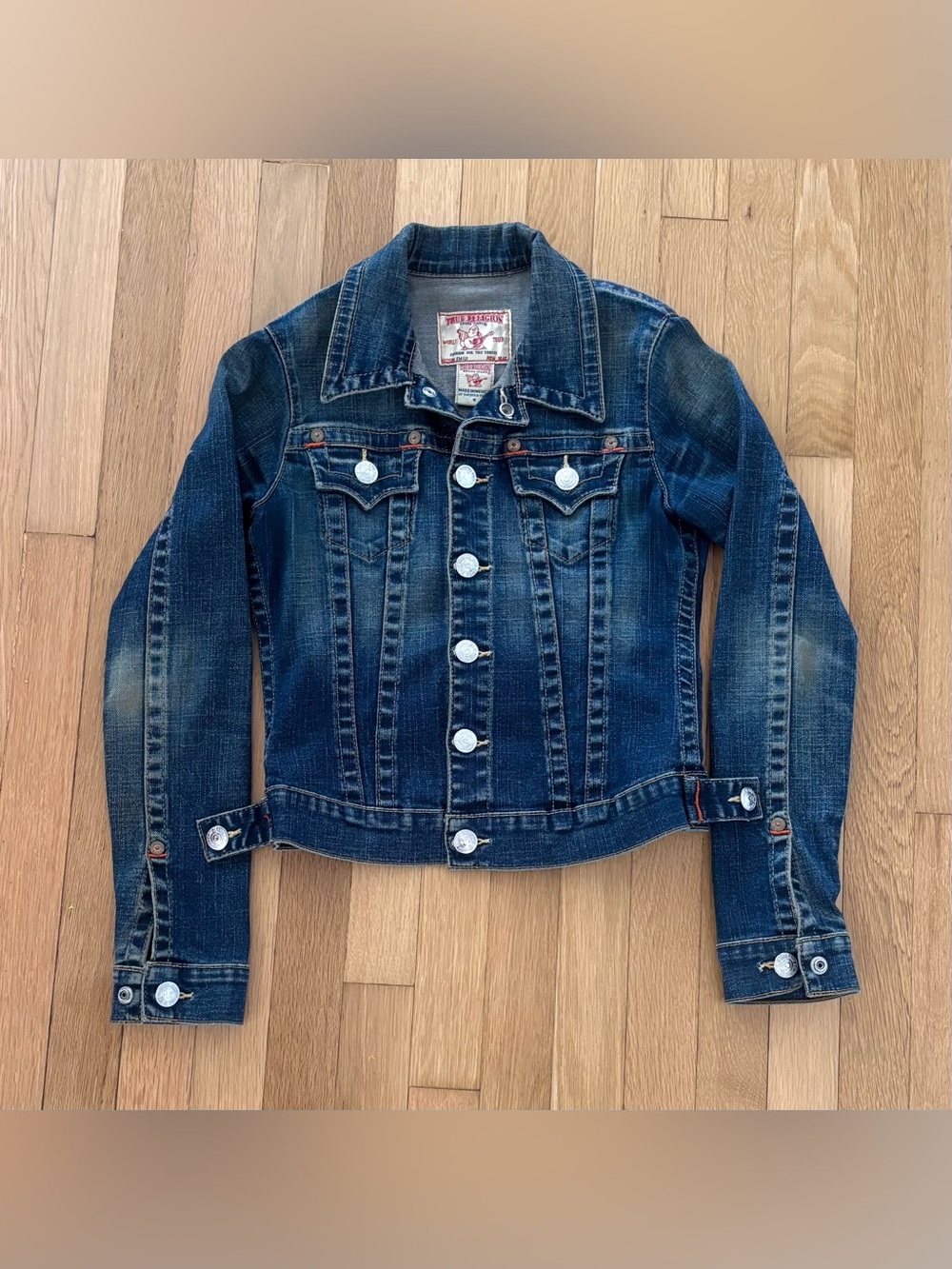 Vintage True Religion Denim Jacket Emily Womens S Y2K Trucker Western 2000s Crop